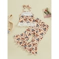 thumbnail image 5 of FEORJGP Kids Girls 2 Piece Outfits Toddler Sleeveless Vest Halter Neck Camisole Floral Print Bandages Tops and Elastic Flared Pants Infant Fashion Casual Summer Clothes, 5 of 9
