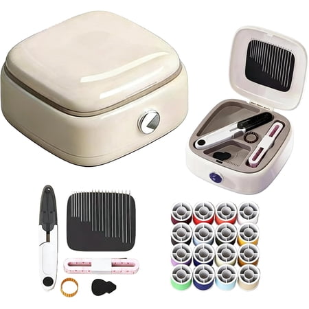 Magnetic Sewing Tool Kit 2026 New Needle and Thread Kit with Sewing Supplies Portable Manual Sewing Kit for Adults Beginners (Beige)