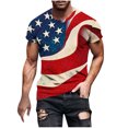 thumbnail image 2 of Shirts for Men under $5 Independence Day Short Sleeve Print Fallow Round Neck Casual T-shirt Blue XXL, 2 of 5