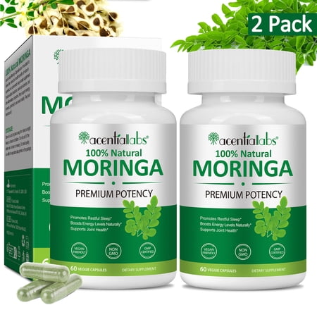 2 Pack Premium Moringa Capsules, Nutrient-Rich Moringa Formula for Overall Health, Antioxidants Supplement, 60 Capsules