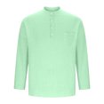 thumbnail image 3 of Mens Casual Henley Shirts 2025 Trendy Long Sleeve Button Stand Collar Summer Beach Outfit Baggy Vacation Tee Top, 3 of 6