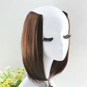 Skpblutn Clip in Human Hair Extensions 1Pc 2 in Straight Pretty Woman Girl Wig Light Brown