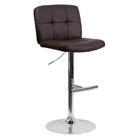 Wide Bar Stools Contemporary Vinyl Adjustable Height Barstool with Wide Seat and Chrome Base, Multiple Colors ()