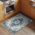 thumbnail image 3 of Vintage Farm Washable Area Rug 2 x 3 ft Blue Flower Bohemian Style Farmhouse , Soft Non Slip Rugs Stain Repellent Indoor Felt Carpet for Living Dining Room Bedroom Home Office, 3 of 9