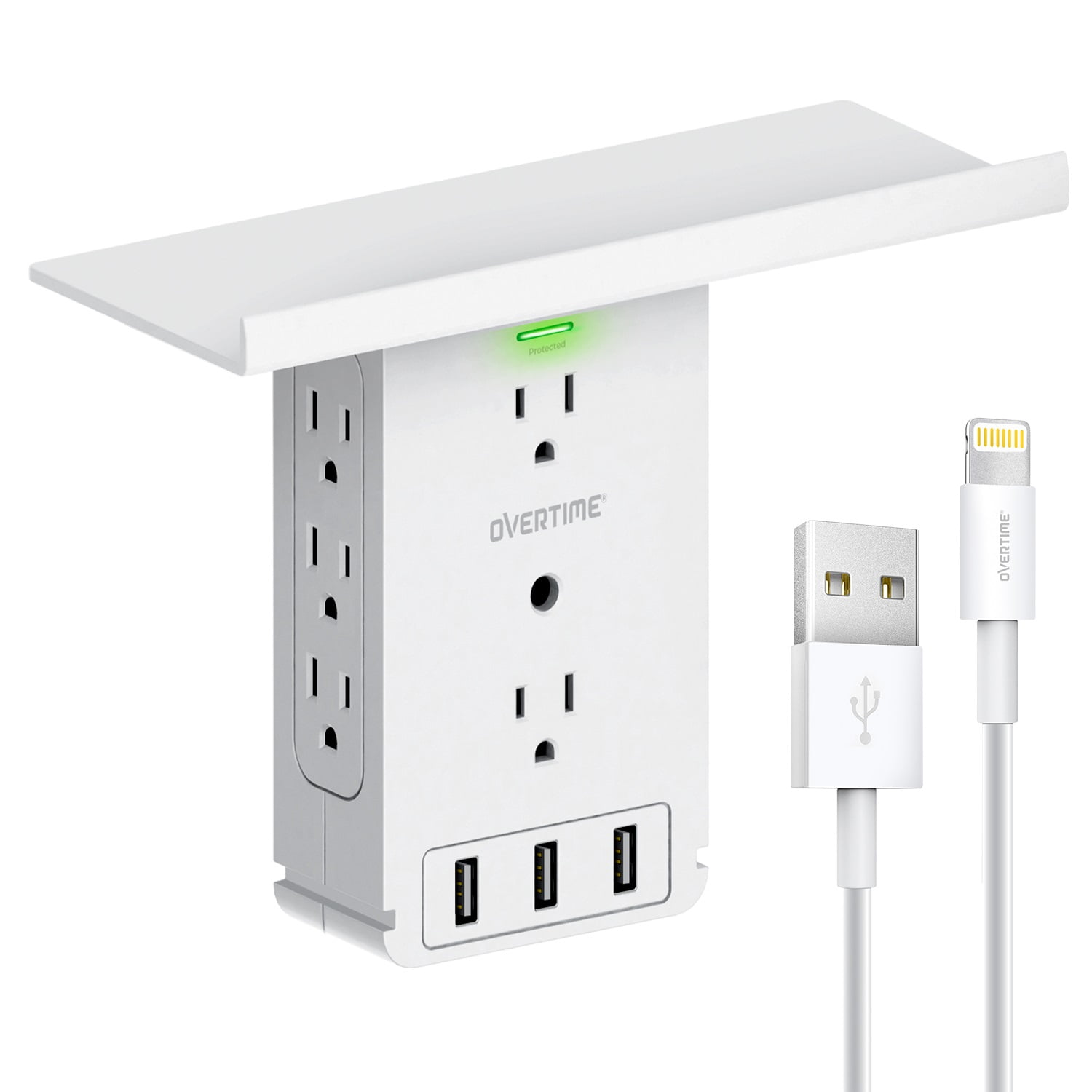Overtime Outlet Shelf MultiPort Wall Charger Surge Protector
