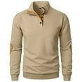 thumbnail image 3 of Mens Warm Sweatshirt Casual Stand Collar Quarter Fall Button Down Long Sleeve Pullover Sweaters S-2XL, 3 of 4
