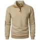 thumbnail image 4 of pstuiky camisas de manga larga para hombre, Suéter de hombre con botones, color liso, cuello alto, mangas largas y cuadrados pequeños tops de invierno para hombre l, 4 of 5