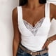 thumbnail image 2 of Moda sexy mujer cuello pico patchwork encaje sólido corto camis tops chaleco Fridja  qr623, 2 of 6