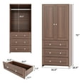 thumbnail image 4 of Freestanding Wardrobe, 71" High Closet with 2 Doors and 3 Drawers, Bedroom, Living Room, 4 of 6