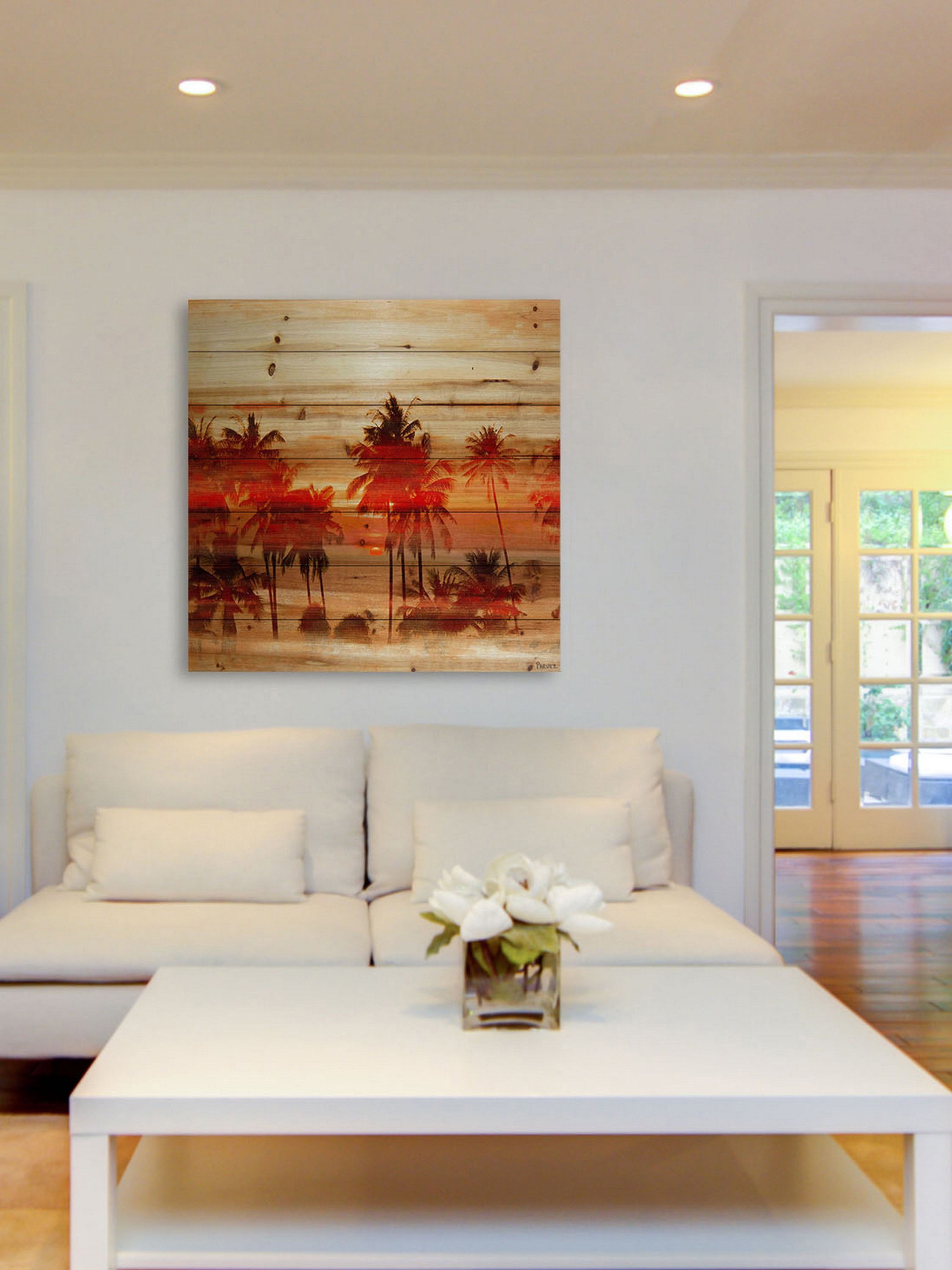 Parvez Taj Crimson Palms Pinewood Wall Art, 48" x 48"