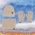 thumbnail image 5 of XIAOCHA Mens Minimal‑Patch Rib‑Knit Beanie Solid Outdoor Hiking Neck‑Gaiter Fall Winter Knit‑Gloves,Khaki, 5 of 5