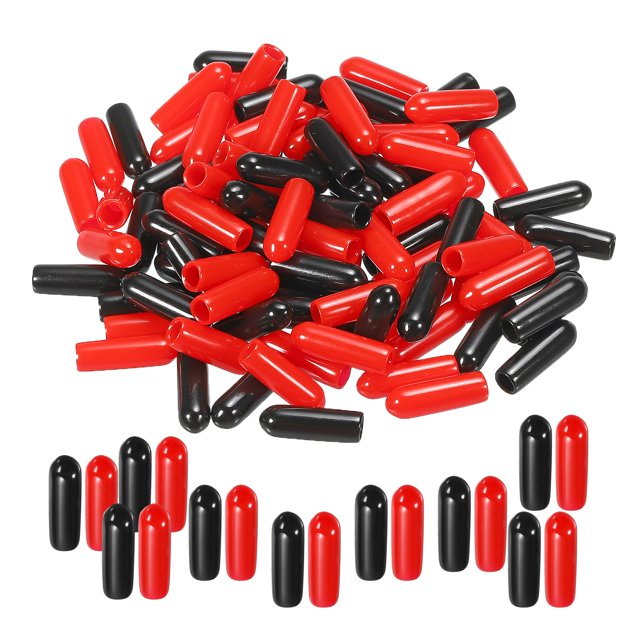 Unique Bargains 100pcs Rubber End Caps Cover Assortment 3.5mm Screw Thread Protector for Screw Bolt Black Red