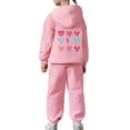 thumbnail image 4 of HUAXUN-Girls Heart Print 2PC Tracksuit Cotton Outfit Sweatshirts Sweatpants Set Youth Girls Pullover Casual Hooded Tops Pants Tracksuits,Matching Fleece Hoodie & Pants Set(A-Black,2-3Years), 4 of 7