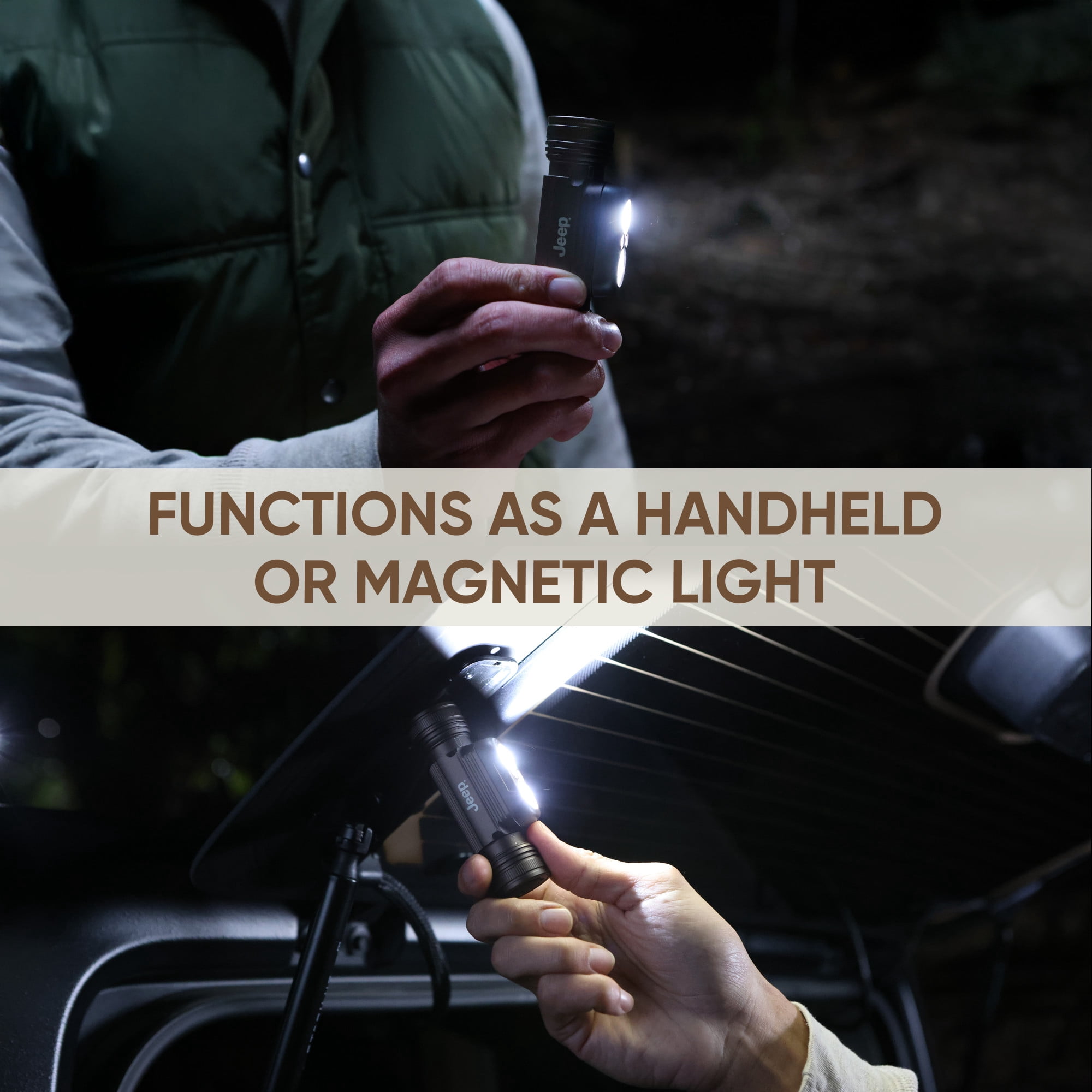 Jeep Rechargeable LED Headlamp, 2,100 Lumens, Hybrid Metal Design, Bright and Durable for Hunting, Running, Jogging, Hiking, Tactical and Outdoor Use