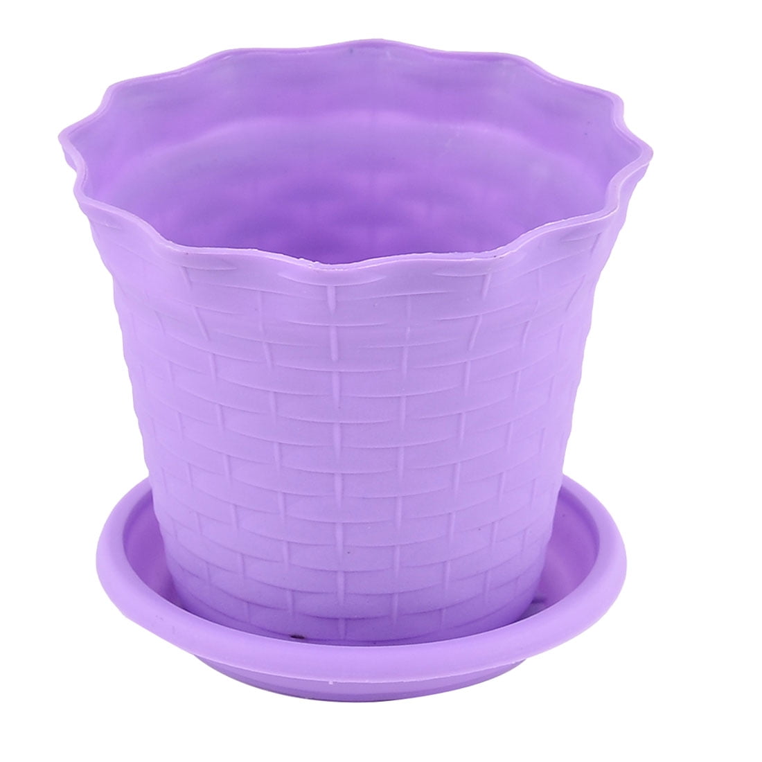 Purple 10cm Diameter Plastic Flower Pot Plant Planter Home Office