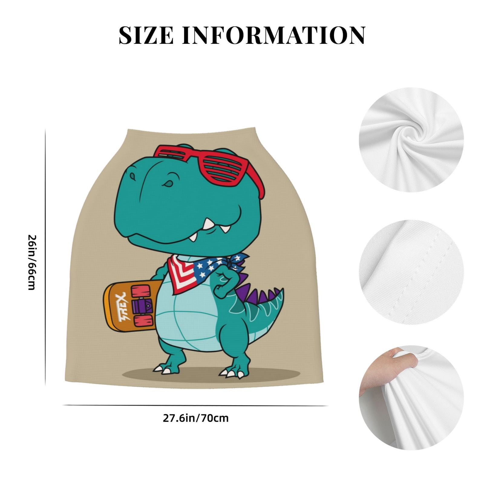 Fotbe Cool Dino Playing Skateboard Pattern Car Seat Covers for Babies, Nursing Breastfeeding Cover Infant Carseat Canopy, Soft Stretchy Carrier Cover