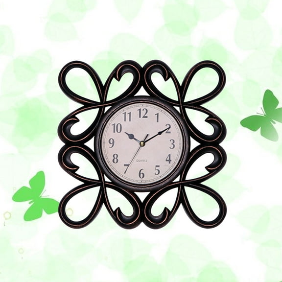 WHAMVOX Vintage Dial Clock European Hollowed-out Silent Clock 3D Large Decorative Wall Clock for Living Room Bedroom Kitchen(Black)