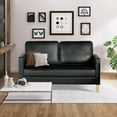 thumbnail image 5 of LAZZO 57" 2-Seat Mid-Century Loveseat Faux Leather Sofa Couch with Armrest, Black, 5 of 6