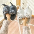 thumbnail image 3 of Pantuflas de gato para mujer, pantuflas peludas para el hogar, pantuflas cálidas de invierno para interiores, zapatos de piso kawaii, regalo divertido de gato, pantuflas de felpa para parejas, 3 of 6