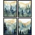 thumbnail image 3 of PixonSign Framed Wall Art Watercolor Pine Tree Forest Mountain, Set of 4 Nature Wilderness Wall Decor Prints, Floral Wall Décor, Adhesive Canvas Poster, Modern Home Artwork - 8"x10" Black, 3 of 5