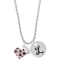 thumbnail image 1 of Delight Jewelry Pink Cheetah Print Heart with Nurse Hat Silvertone Script Initial Disc - L - Charm Necklace, 20"+3", 1 of 4