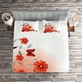 thumbnail image 2 of Ambesonne Flower Quilted Coverlet 3 Pcs, Cartoon Poppy Fresh Art, King Size, Red White Black, 2 of 2