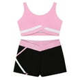 thumbnail image 4 of Kaerm Kids Girls 2 Piece Active Dancewear Outfit Crop Top and Shorts Set for Gymnastics Dancing Pink 6, 4 of 7