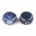 thumbnail image 2 of Handmade Porcelain Beads Fancy Antique Glazed Porcelain Flat Round Marine Blue 10~11x10.5~11x5~5.5mm Hole: 1.5~2mm, 2 of 2