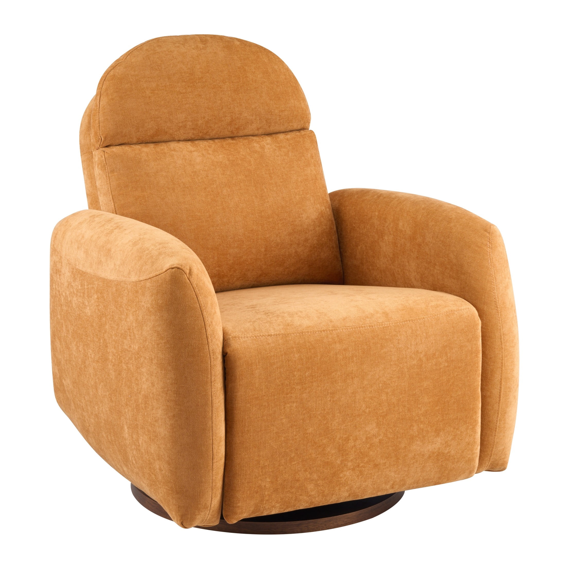 Christopher Knight Home 360° Swivel Glider Chair, Manual Upholstered Recliner with Wood Base, Pumpkin Yellow
