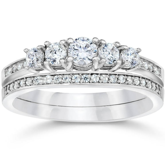 Pompeii 5/8 Ct Vintage Diamond Engagement Wedding Ring Set 10k White Gold (H/I,I1-I2)
