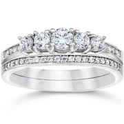 Pompeii 5/8 Ct Vintage Diamond Engagement Wedding Ring Set 10k White Gold (H/I,I1-I2)