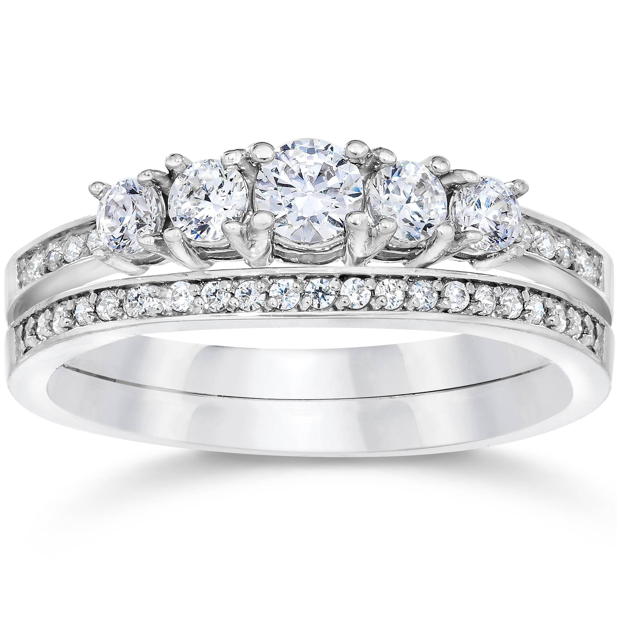 Pompeii 5/8 Ct Vintage Diamond Engagement Wedding Ring Set 10k White Gold (H/I,I1-I2)