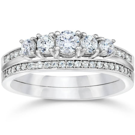 Pompeii 5/8 Ct Vintage Diamond Engagement Wedding Ring Set 10k White Gold (H/I,I1-I2)