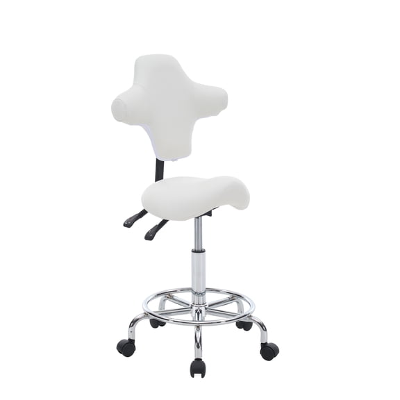 Saddle Stool Chair with Wheels,Ergonomic Swivel Rolling Height Adjustable for Salon Beauty Clinic Dentist Tattoo Home Office(White)
