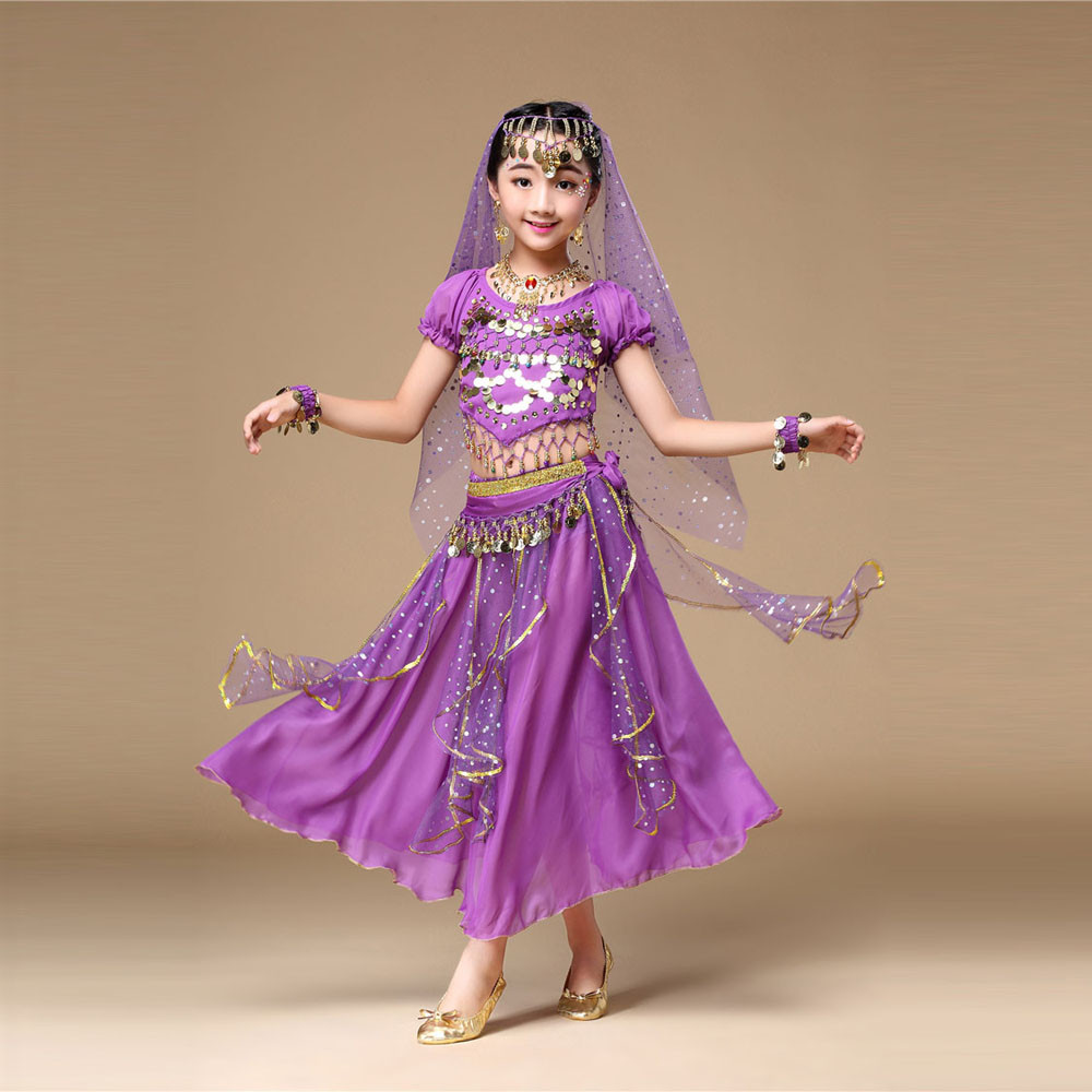 Hunpta Kids' Girls Belly Dance Outfit Costume India Dance Clothes Top+Skirt - image 5 of 8