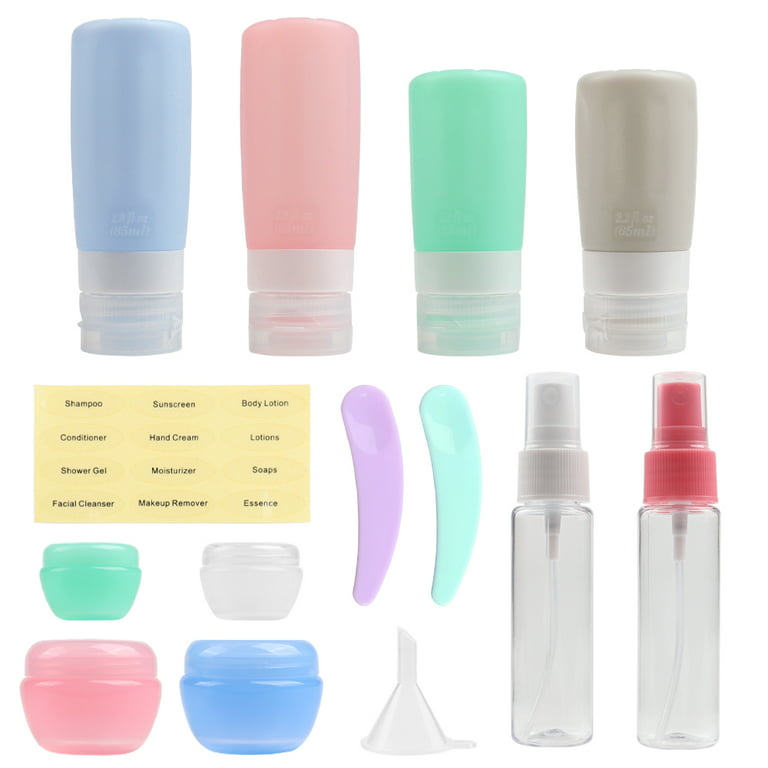 16 pcs leakproof silicone travel toiletries bottle set, TSA approved travel  toiletries container ext…See more 16 pcs leakproof silicone travel
