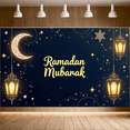 thumbnail image 7 of Elegant Ramadan Mubarak Lanterns Moon Gold Royal Blue Backdrop Banner Eid Celebrations Event Decor Muslim Festival Decorations Party Supplies, 7 of 7