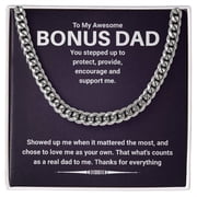 To My Stepped Up Bonus Dad- Cuban Link Chain Necklace Necklace Gift For Him, Birthday Gift, Aniversary Gift