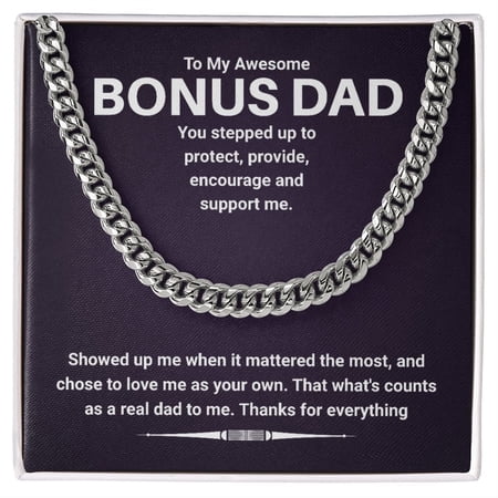 To My Stepped Up Bonus Dad- Cuban Link Chain Necklace Necklace Gift For Him, Birthday Gift, Aniversary Gift