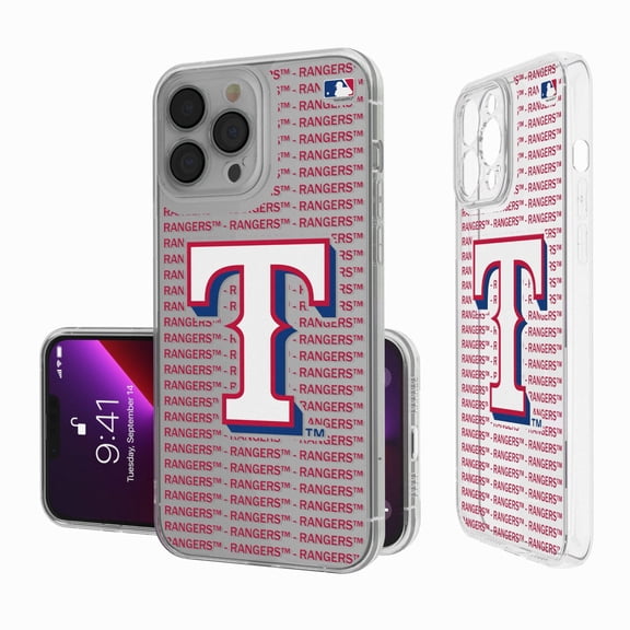 Texas Rangers Text Backdrop Clear iPhone Case