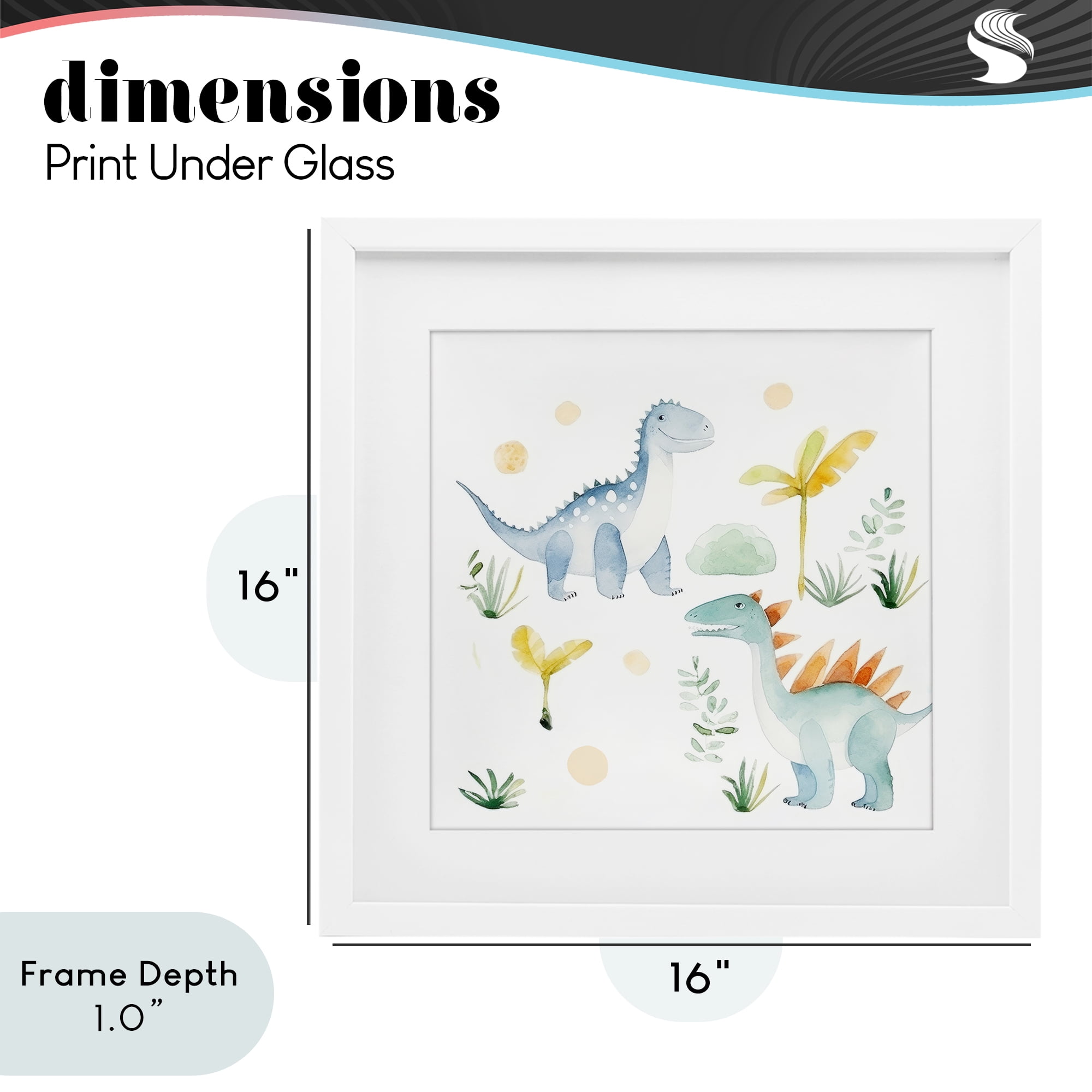 Stupell Industries Dino Wonderland Friends White Framed Print Under Glass, design by Lazar Studio