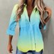 thumbnail image 1 of ICHUANYI Clearance Women Casual Printed Long Sleeve Turn-down Collar Cardigan Blouse Tops(Light Blue, S) ICHUANYI WER2023081509525, 1 of 4