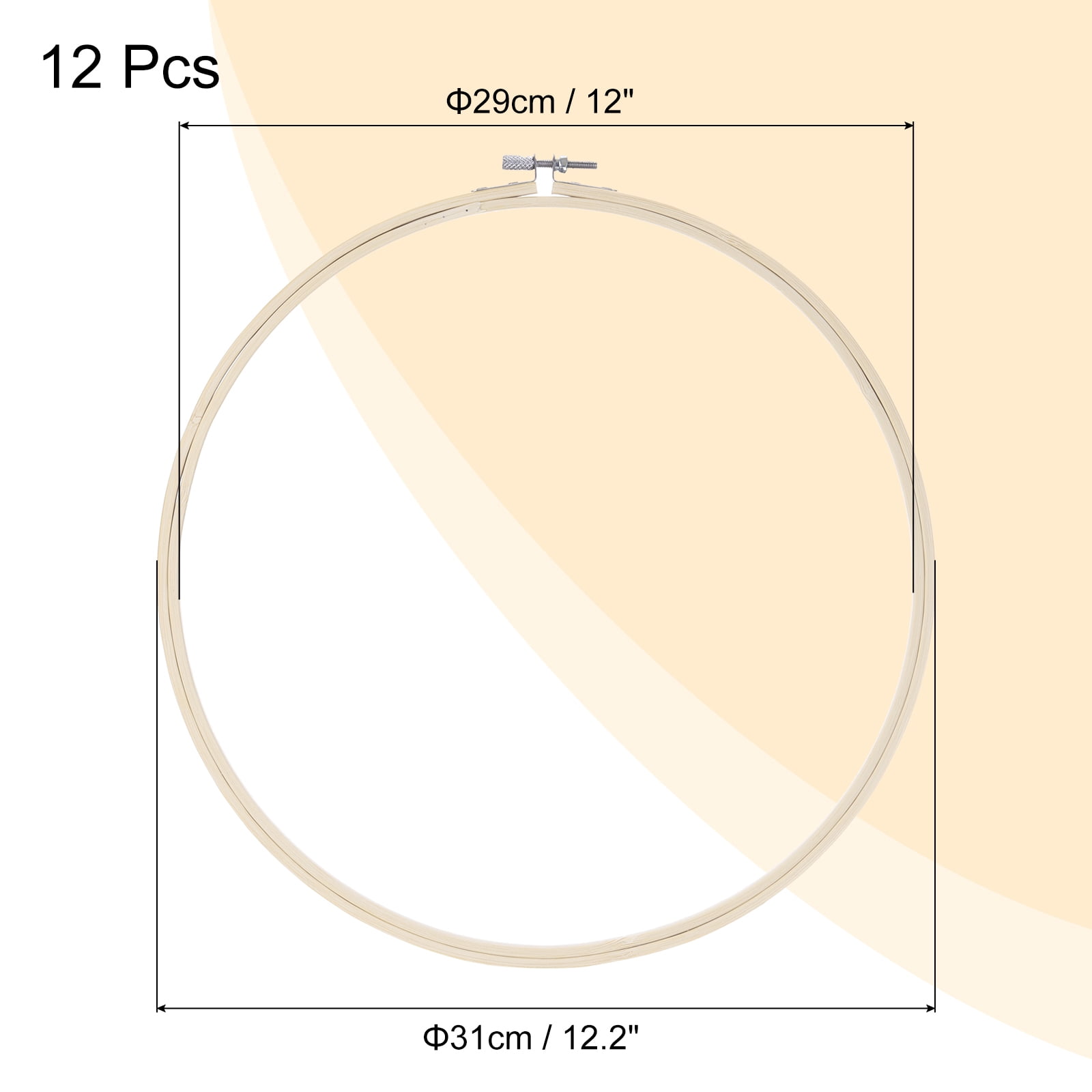 Uxcell 12 Pcs 12" Embroidery Hoops Adjustable Round Bamboo Circle Cross Stitch Hoop Ring for Art Craft Handy Sewing Needlework DIY Decoration