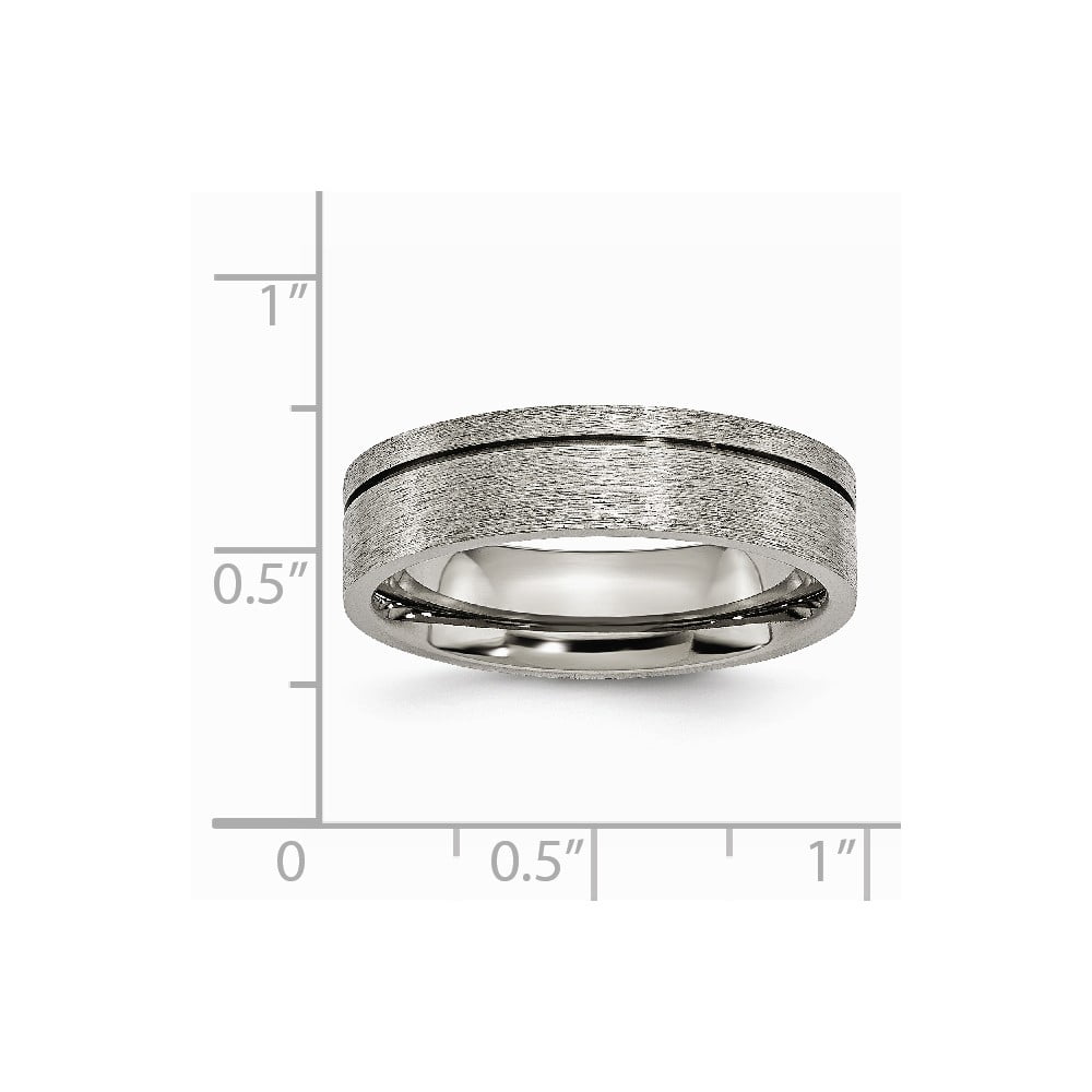 Solid Titanium Grooved 6mm Matte Brushed Finish Wedding Band Ring Size 7