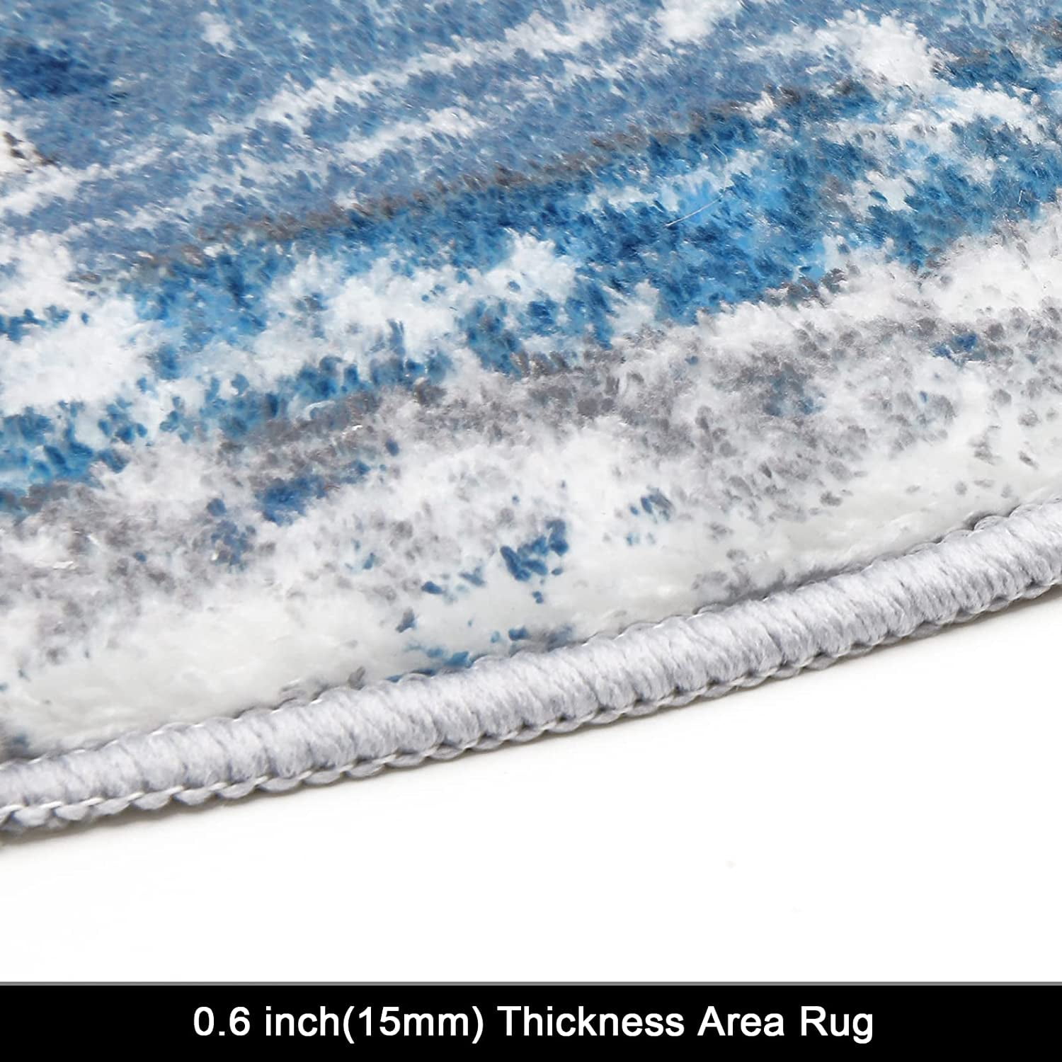 Findosom 4'x4'Round Area Rug,Non Slip Washable Round Rug Boho Area Rug for Living Room,Bedroom,Home Decor,Office,Dining Room, Blue