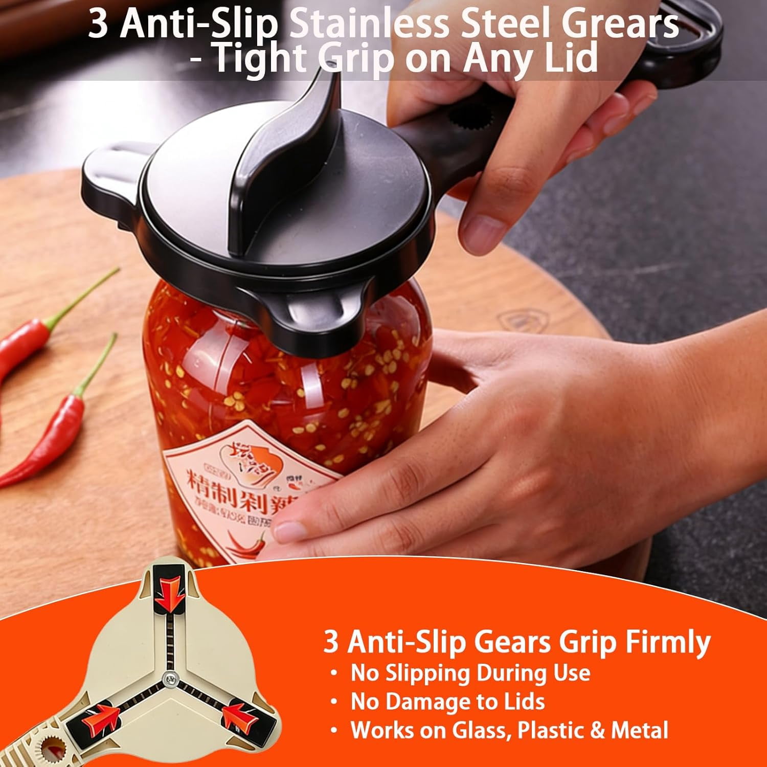 FRKSMD-2026 New 4-in-1 Jar Opener for Seniors with Weak Hands, Manual Can Opener & Adjustable Lid Opener for Arthritis, Heavy Duty Bottle Opener, Cute Bear Design(1Grey)