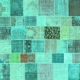 thumbnail image 1 of Ahgly Company Machine Washable Indoor Square Patchwork Turquoise Blue Transitional Area Rugs, 5' Square, 1 of 4