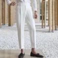 thumbnail image 2 of Pantalones de verano blancos para hombre 9 Pantalones de traje rectos recortados para hombre Antiarrugas Vintage 2024 Ropa formal clásica de diseñador de moda, 2 of 5