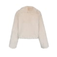 thumbnail image 5 of Women's Faux Fur Cropped Jacket, Notch Lapel Plush Short Coat, Long Sleeve Fleece Outerwear, Winter Warm Shaggy Top, Casual Fall Clothing with Pockets Beige L, 5 of 5