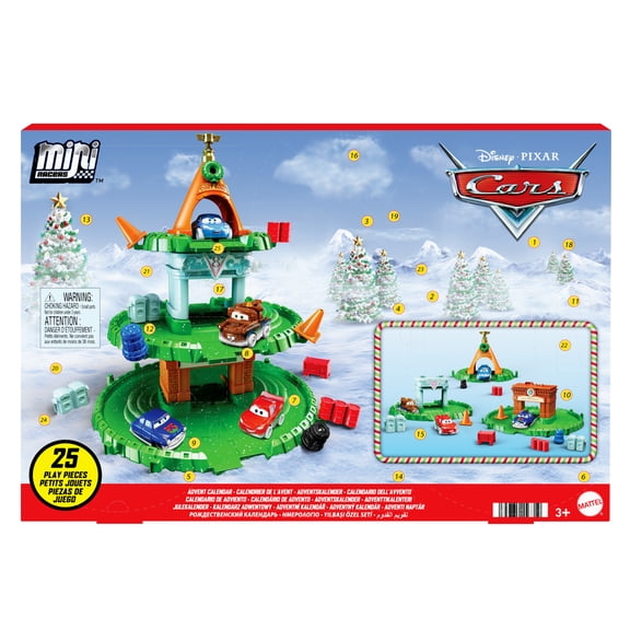 Disney Pixar Cars Minis Advent Calendar with 4 Mini Cars, Track & Accessories